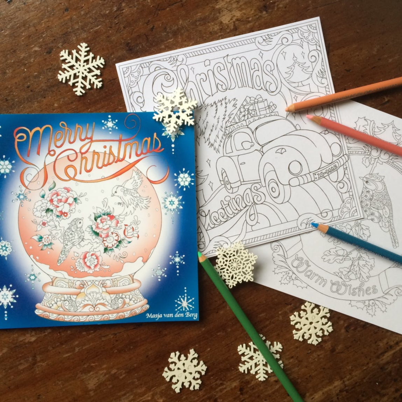 Kerstkaarten om zelf in te kleuren (set van 12!) Kerst Masja's Artwork