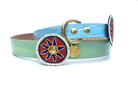 YAHOO LEATHER DOG COLLAR | BLUE i