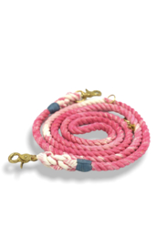 RASPBERRY COTTON ROPE  DOG LEASH , ADJUSTABLE