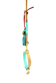 LEREN HALSBAND WOLFJE #5 | TURQUOISE