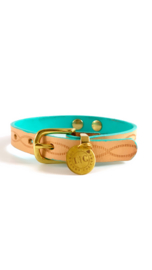 LEREN HALSBAND WOLFJE #5 | TURQUOISE