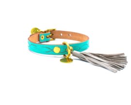 TURQUOISE  LEATHER DOG COLLAR  | TURQUOISE