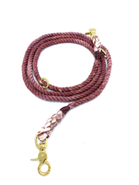 BORDEAUX COTTON ROPE LEASH ADJUSTABLE