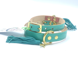 AQUA GREEN COLLIER EN CUIR