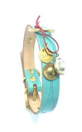 TURQUOISE LEATHER DOG COLLAR GOODMORNING TOKYO