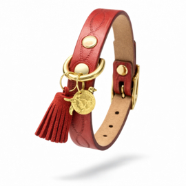 HUNDEHALSBAND AUS LEDER IN ROTEN FARBE