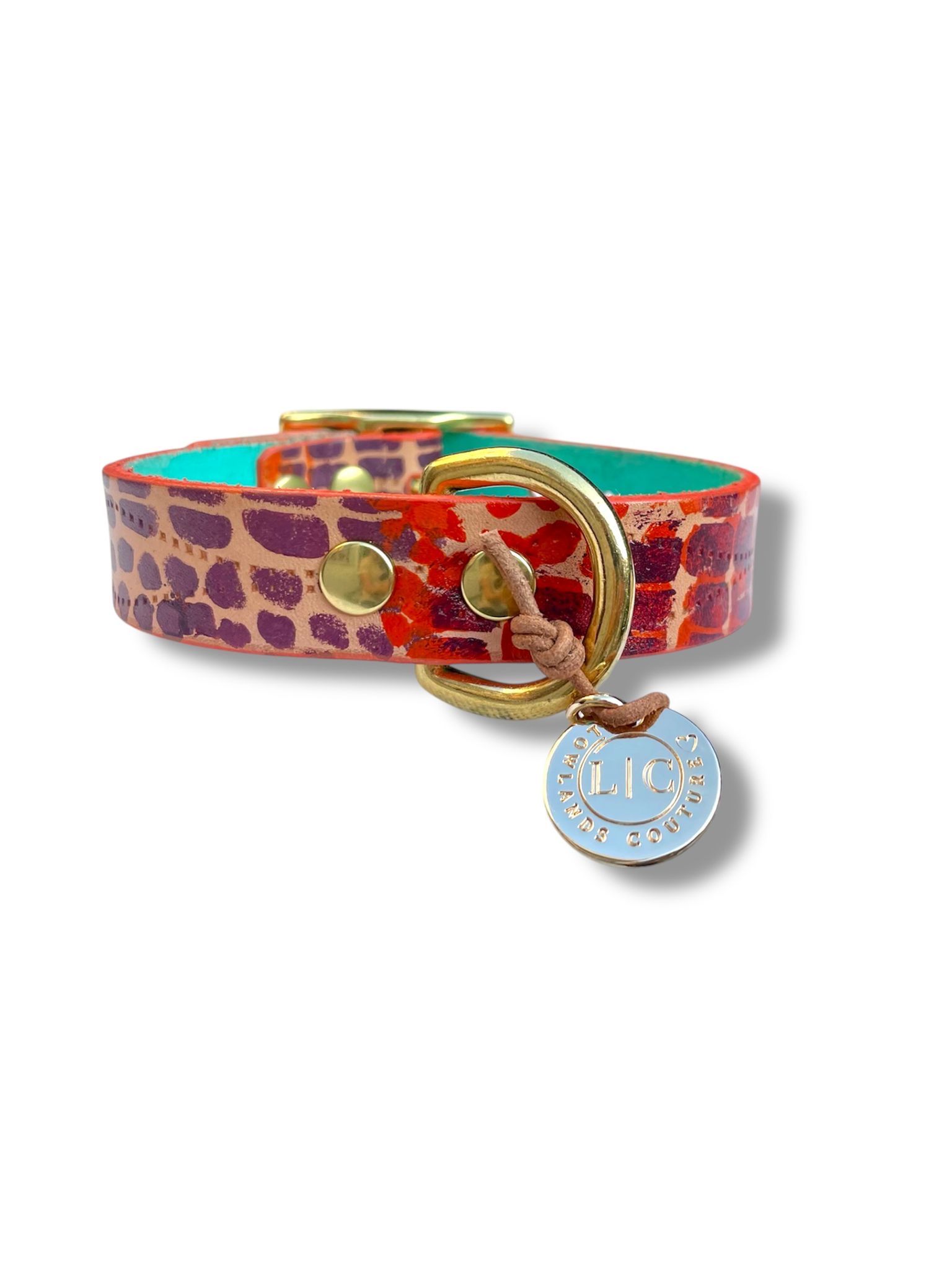 SNAKE-EFFECT LEATHER DOG COLLAR