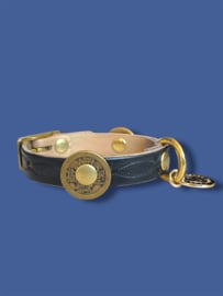 LEREN ZWARTE HONDENHALSBAND