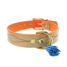 WOLFJE #3 ORANJE LEREN HALSBAND