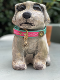 HONDENHALSBAND PINK TURQUOISE