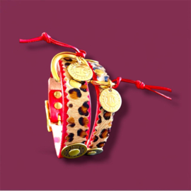 HUNDEHALSBAND MIT LEOPARDMUSTER ROT