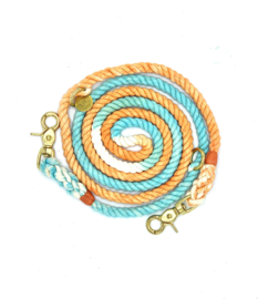 🍊 🐬 ORANGE/TURQUOISE COTTON DOG LEASH