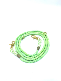 NEON GREENCOTTON ROPE  DOG LEASH , ADJUSTABLE