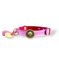 HALSBAND AUS LEDER ROT ROSA