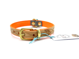 WOLFJE #3 ORANJE LEREN HALSBAND