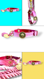 HALSBAND AUS LEDER ROT ROSA
