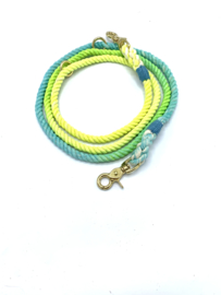 YELLOW GREEN DOG ROPE COLLAR IN COTTON TROPICAL 🐠 FISH