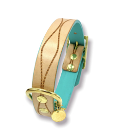 GENUINE LEATHER COLLAR  | WOLFJE | NUDE | TURQUOISE