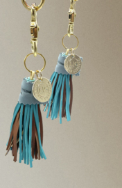 TASSEL KEYCHAIN TURQUOISE AND BROWN