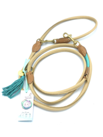 LAISE DE CHIEN EN CUIR  TURQUOISE| 1.20M 