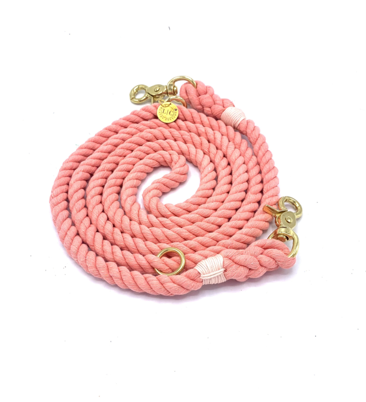 CORAL CHIC COTTON ROPE  DOG LEAD , ADJUSTABLE
