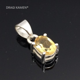 DRAGI KAMEN® - Citrien facet geslepen hanger in 925 zilveren zetting.
