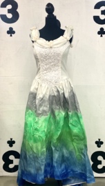 Painted Weddingdress Blue/Green Silver