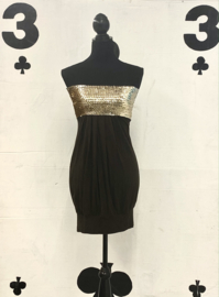 Brown & Gold strapless Cocktail dress