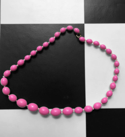 Vintage Kralen ketting (ovaal) - Roze