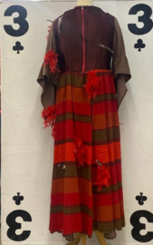 Medieval Dress brown & red velvet