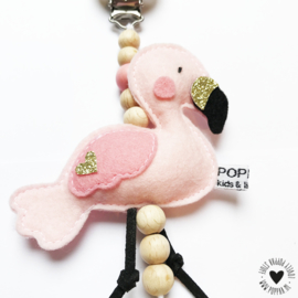 kinderwagen hanger flamingo met extra rammeltje