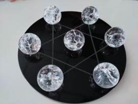 Obsidiaan merkaba energy Kristal grid  plaat incl Fire en Ice bolletjes
