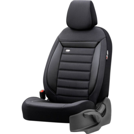 Universele Stoffen Stoelhoezenset 'Prestige' Zwart/Antraciet Geblokt - 11-delig - geschikt voor Side-Airbags