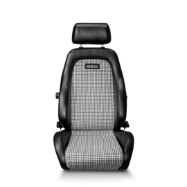 Sparco Sportstoel GT - Zwart Skai + Zwart/Wit 'Retro' Microvezel - Verstelbaar