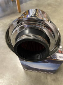 Air Filter 76mm Chroom/Rood