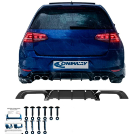 Oneway Achterbumperskirt (Diffuser) passend voor Volkswagen Golf VII HB R 2013-2016 – Glanzend zwart