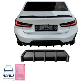 Oneway Achterbumperskirt (Diffuser) passend voor BMW 3-Serie G20/G21 M-Pack Facelift 2022- - Glanzend zwart