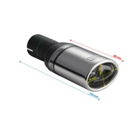 Ulter Sport Uitlaatsierstuk - Ovaal 95x65mm - Lengte 80mm - Montage ->50mm - RVS