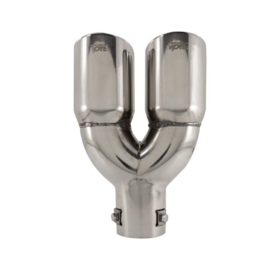 Simoni Racing Uitlaatsierstuk Dubbel Rond/Schuin RVS - Ø76xL230mm - Montage ->58mm