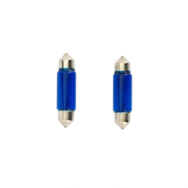 Festoon Lampen 10W/12V 11x39mm Blauw (Coated), set à 2 stuks