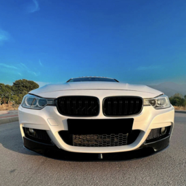 Oneway Voorspoilerlip passend voor BMW 3-Serie F30 M-Pack 2012-2019 met Flaps - Glanzend zwart