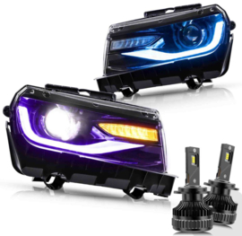 VLAND LED RGB-koplampen voor 2014 2015 Chevrolet Camaro Stijl: Dual Beam RGB-koplampen Accessoires: Met LED-lampen
