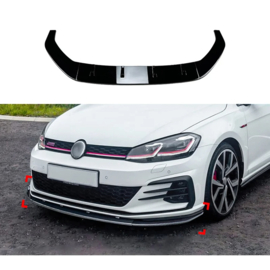 AutoStyle Voorspoilerlip passend voor Volkswagen Golf VII (7.5) GTi/GTD/R/R-Line 2017-2019 (Glanzend Zwart ABS)