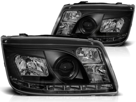 Koplampen VW Bora 99-08 Devil Eyes real DRL LED Zwart