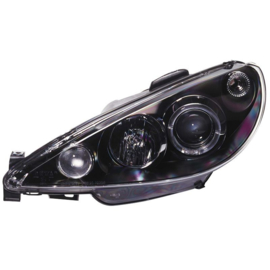 Set Koplampen passend voor Peugeot 206 1998-2002 excl. GTi - Zwart - incl. Angel-Eyes