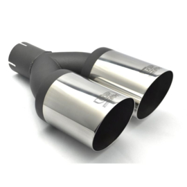 Ulter Sport Uitlaatsierstuk - Dubbel Rond Ø90mm Schuin - Lengte 290mm - Montage ->50mm - RVS
