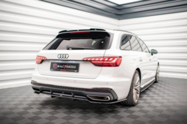 Maxton Design CENTRALE ACHTERSPLITTER (MET VERTICALE SPIJLEN) AUDI A4 S-LINE B9 FACELIFT Gloss Black