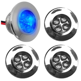 Simoni Racing Interieur LEDs - Blauw - Buitendiameter 31mm / Inbouwmaat 22mm - Set à 4 stuks