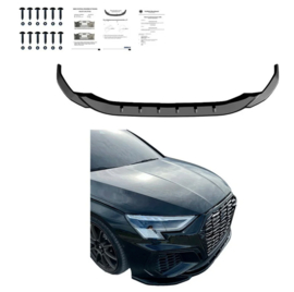 Oneway Voorspoilerlip passend voor Audi A3 S-Line/S3 8Y 2020-2024 - Versie 2 - Glanzend zwart