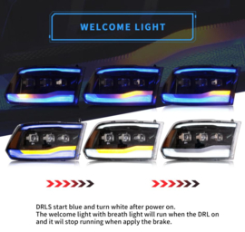 VLAND LED-projectorkoplampen voor 2009-2018 RAM 1500 2500 3500 Kleur Heldere reflector